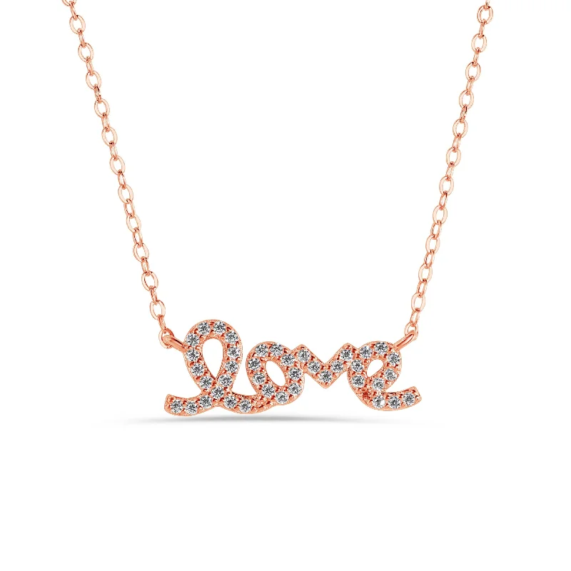 Beautiful necklaces and pendants with natural stones for an earthy, organic vibe-Silver 925 Rose Gold Plated Clear CZ Pendant Necklace - STP01383RGP