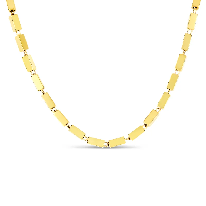 Beautiful necklaces and pendants with layered chains for a fashionable, chic look-Rectangle Chain Necklace - Gold