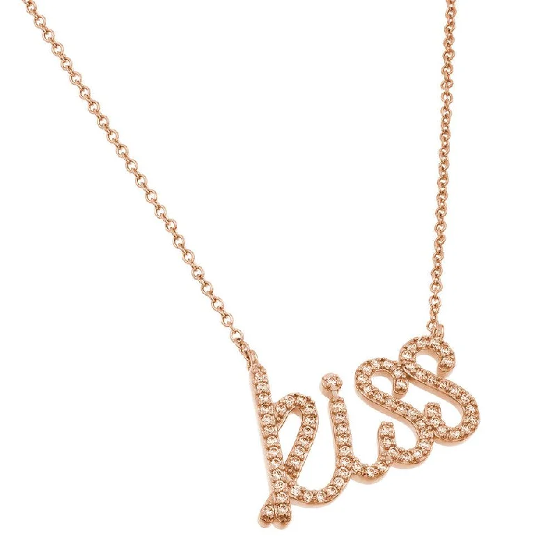 Layered necklaces and pendants for a trendy and fashionable stacked look-Silver 925 Gold Plated KISS Pendant Necklace - BGP00829RGP