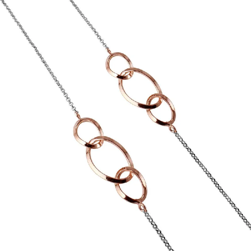 Best necklaces and pendants with silver chains for a sleek, timeless look-Silver 925 Chain Necklace with Rose Gold Plated Intertwined Loops - ITN00113RGP