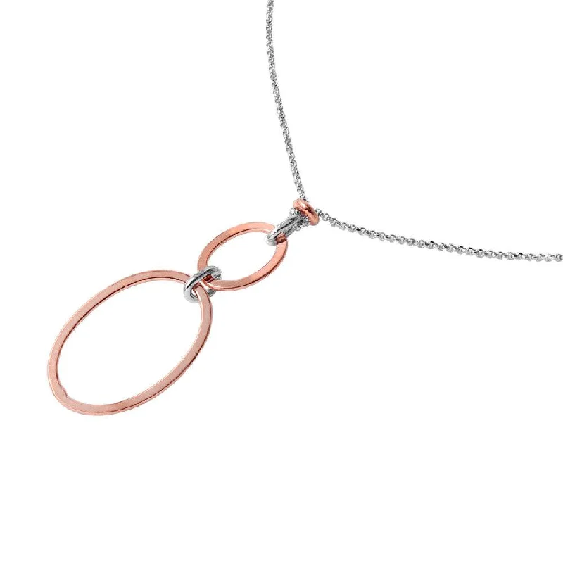 Stunning necklaces and pendants with ruby gemstones for a luxurious red hue-Silver 925 Chain Necklace with Rose Gold Plated Dangling Loops Pendant - ITN00097RH-RGP