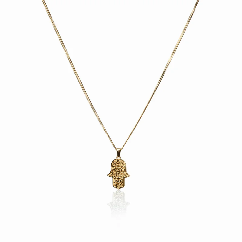 Best necklaces and pendants with vintage lockets for a nostalgic, sentimental look-Hamsa Hand Necklace - Gold