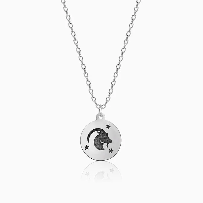 Best necklaces and pendants with heart-shaped lockets for a sentimental keepsake-Silver Aries Zodiac Pendant With Link Chain