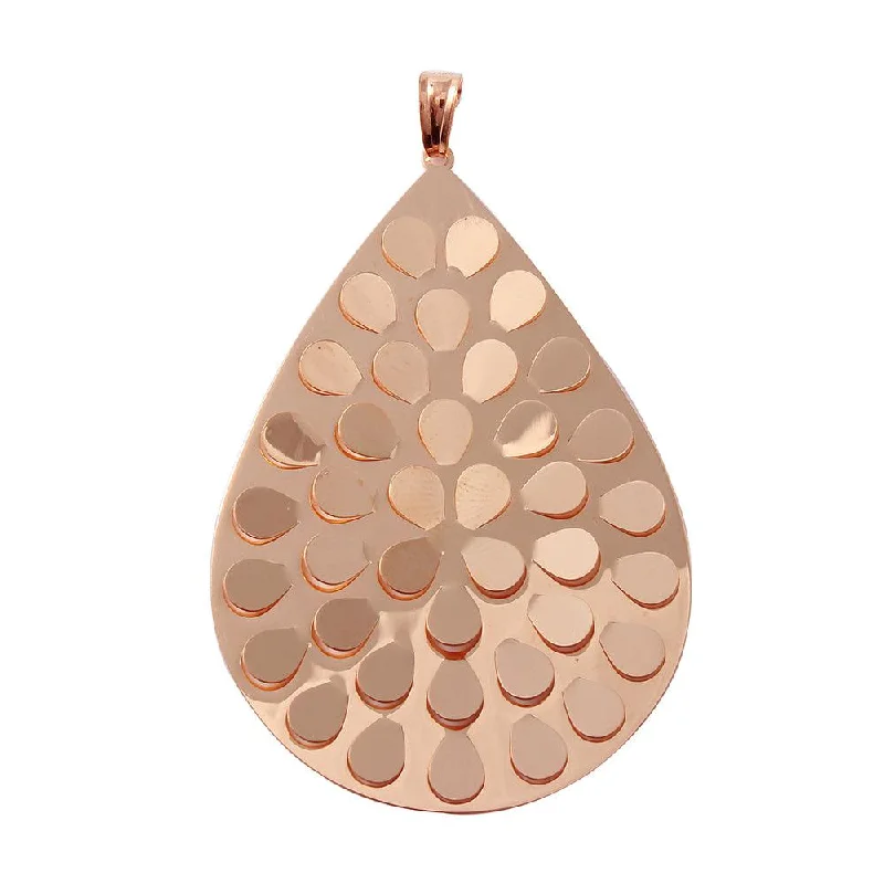 Unique necklaces and pendants with tree of life motifs for nature-inspired elegance-Silver 925 Rose Gold Plated Flat Drop Necklace - ECP00002R