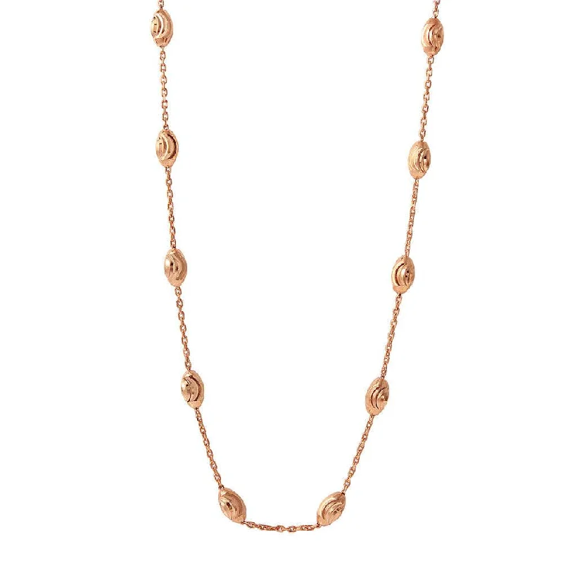 Best necklaces and pendants with opal and gold for a vibrant, luxurious contrast-Silver 925 Diamond Cut Oval Rose Gold Plated Italian Necklace - ITN00092RGP-36