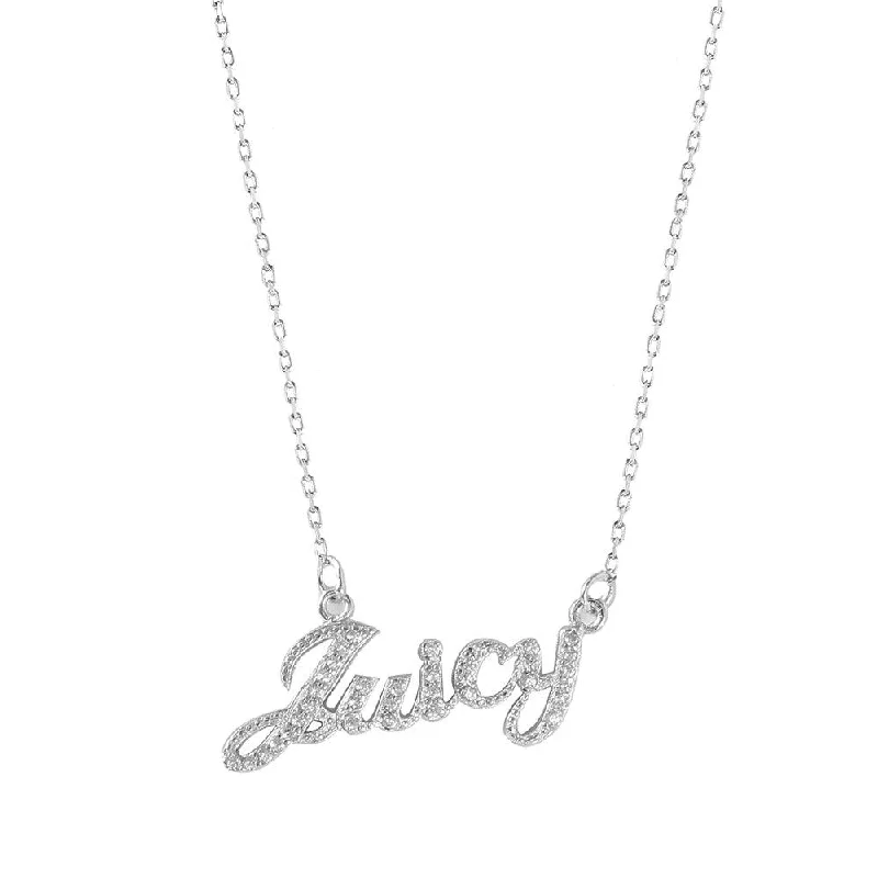 Necklaces and pendants with crescent moon designs for a celestial and mystical feel-Silver 925 Rhodium Plated Juicy Necklace with CZ - BGP01019