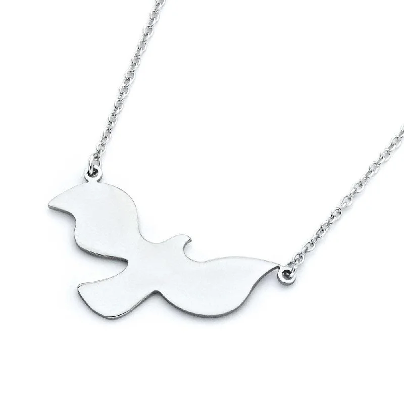 Beautiful necklaces and pendants with butterfly motifs for a whimsical style-Silver 925 Rhodium Plated Dove Pendant Necklace - STP01368