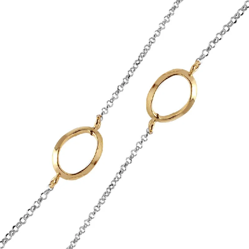 Best necklaces and pendants with seashell designs for a tropical, beachy vibe-Silver 925 Chain Necklace with Curved Gold Plated Loops - ITN00117RH-GP