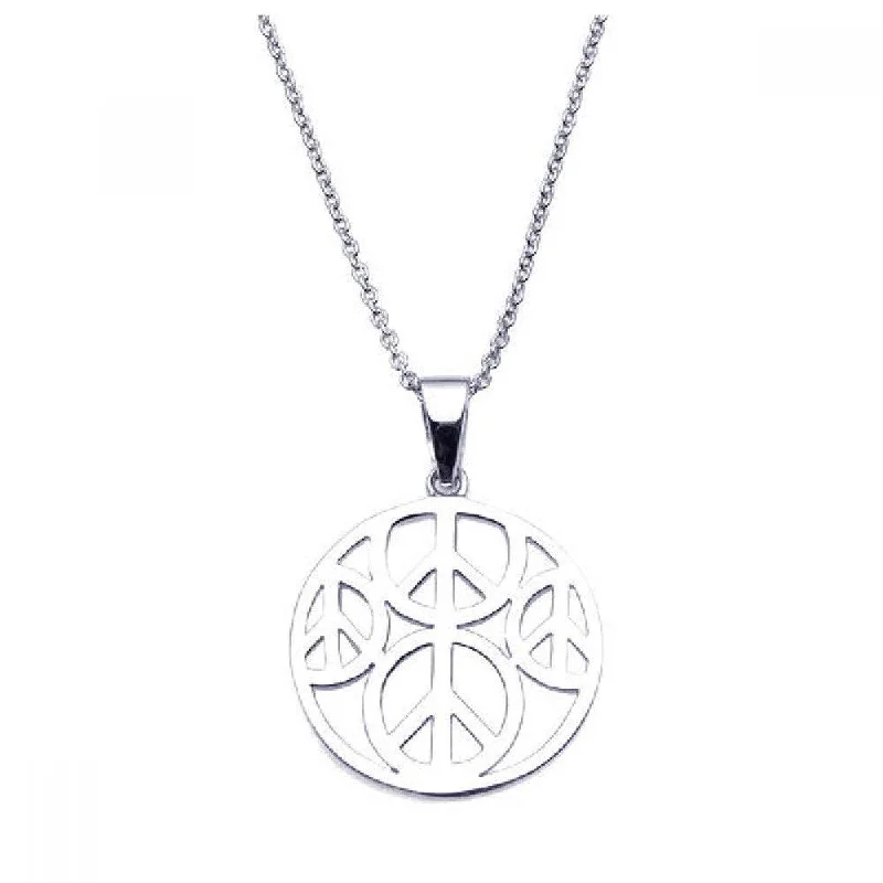 Elegant necklaces and pendants with infinity symbols for timeless designs-Clearance-Silver 925 Rhodium Plated Clear CZ Round Pendant Necklace - STP00900