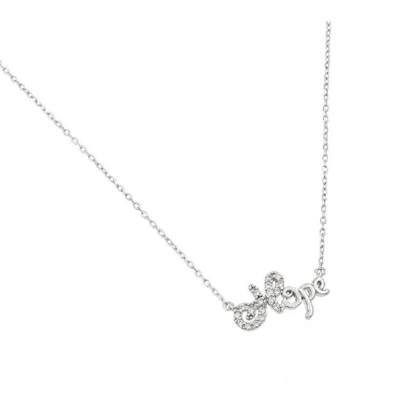 Necklaces and pendants with lock and key designs for a symbolic gesture-Silver 925 Rhodium Plated CZ Hope Necklace - BGP01002