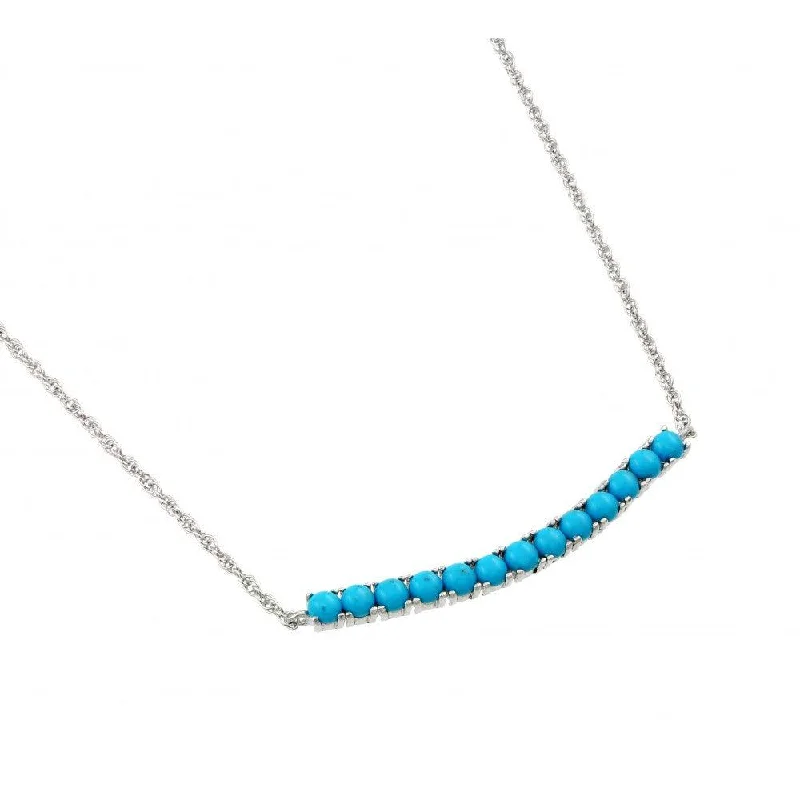 Necklaces and pendants with matching rings for a coordinated set of jewelry-Silver 925 Rhodium Plated Turquoise Pendant Necklace - STP01453