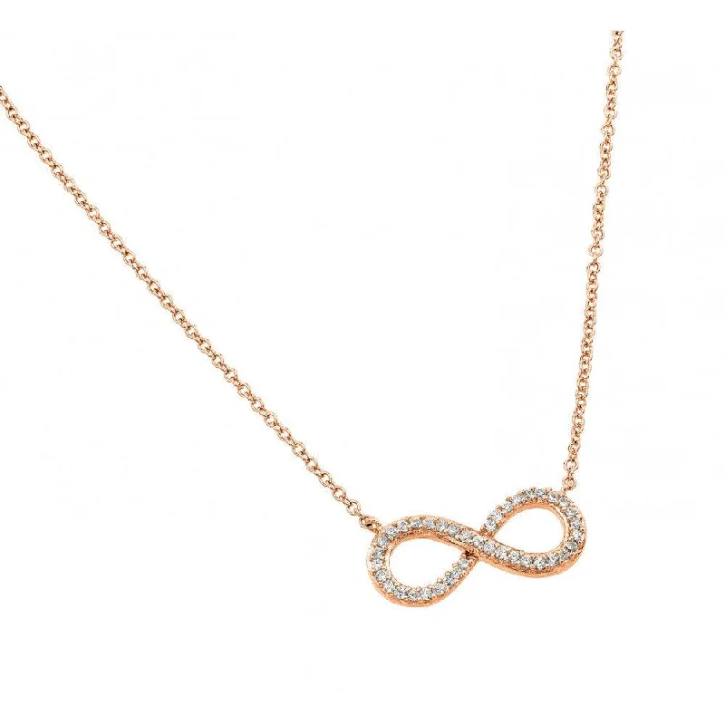 Best necklaces and pendants with vintage coin pendants for a unique accessory-Silver 925 Rose Gold Plated Clear CZ Infinity Pendant Necklace - STP01381RGP