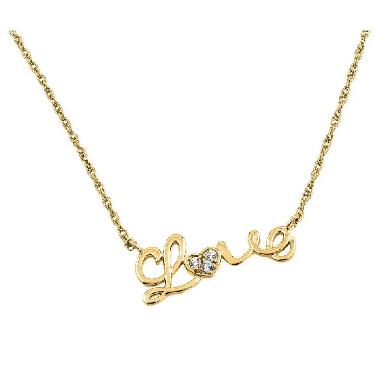 Best necklaces and pendants with vintage lockets for a nostalgic, sentimental look-Silver 925 Gold Plated Clear CZ Love Pendant Necklace - STP01384GP