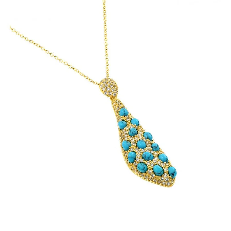 Necklaces and pendants with leaf-shaped designs for an earthy, organic feel-Silver 925 Gold Plated Blue Stone Vase Shape Pendant Necklace - BGP00917