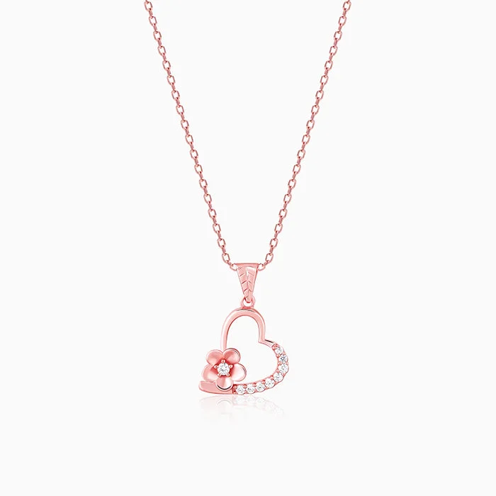 Best necklaces and pendants with intricate beadwork for a bohemian-inspired look-Rose Gold Love Blossom Pendant With Link Chain