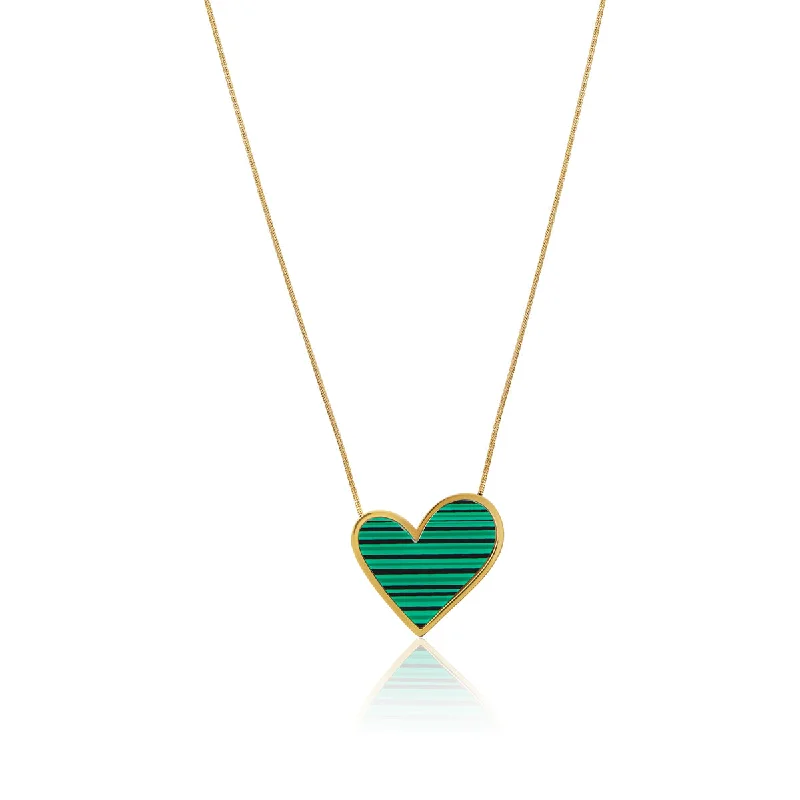 Necklaces and pendants with crescent moon designs for a celestial and mystical feel-Marble Heart Pendant Necklace - Gold/Green