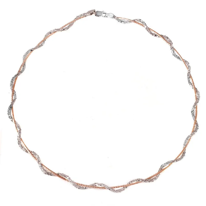 Best necklaces and pendants with floral designs for a feminine and elegant feel-Silver 925 Rose Gold Plated Snake Wrap Entangling Necklace DIN00009RGP-RH