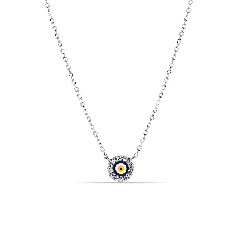 Best necklaces and pendants with oval pendants for a classic, elegant shape-Silver 925 Rhodium Plated Clear CZ Yellow Eye Pendant Necklace - STP01395