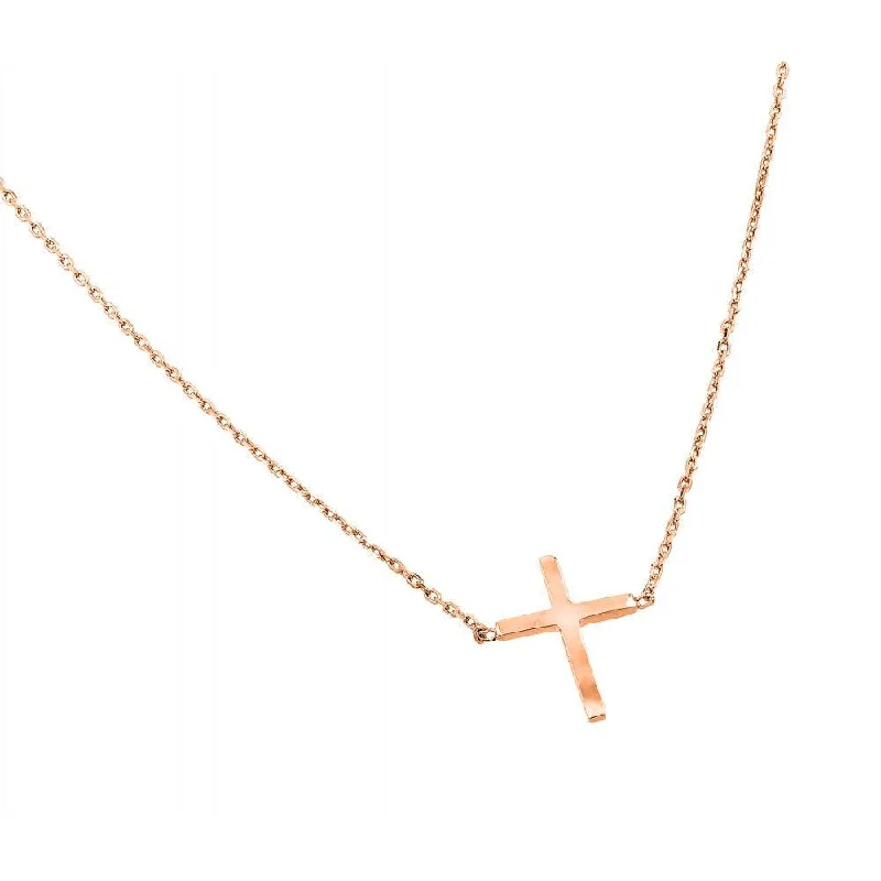 Best necklaces and pendants with cubic zirconia for a budget-friendly dazzling effect-Silver 925 Rose Gold Plated Clear CZ Square Cross Pendant Necklace - BGP00883RGP