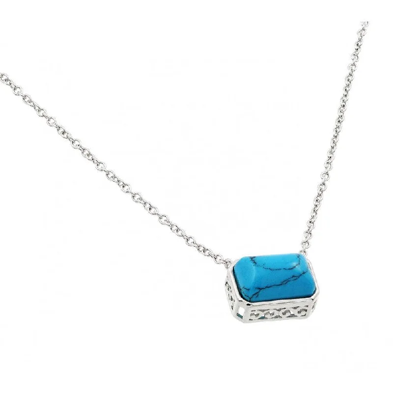 Best necklaces and pendants with layered designs for a chic, stacked look-Silver 925 Rhodium Plated Clear CZ Rectangle Stone Pendant Necklace - BGP00926