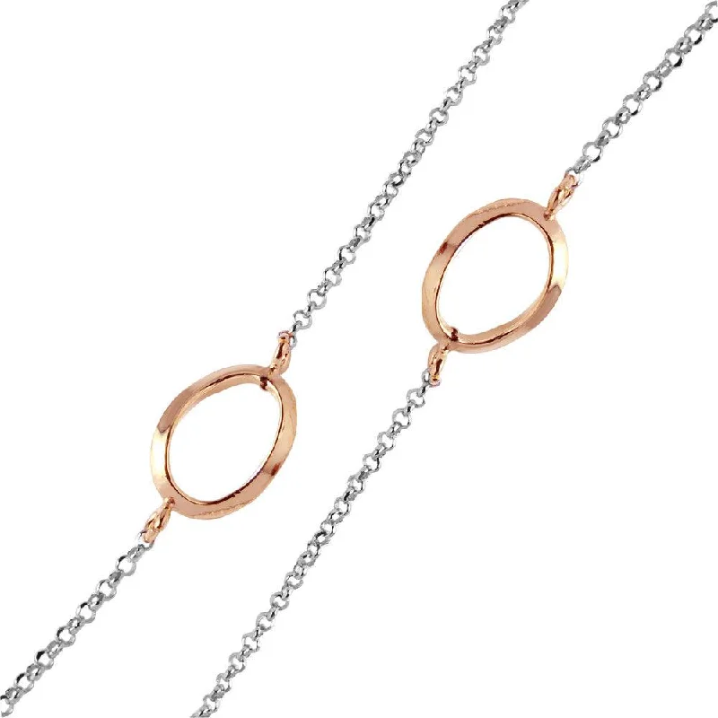 Necklaces and pendants with lock and key designs for a symbolic gesture-Silver 925 Chain Necklace with Curved Rose Gold Plated Loops - ITN00117RH-RGP