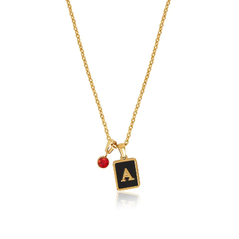 Necklaces and pendants with enamel accents for a colorful, eye-catching appearance-Create Your Initial/Birthstone Necklace - New Feature