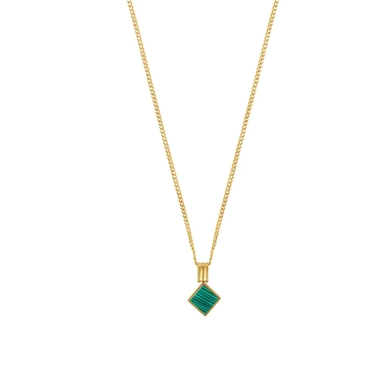 Best necklaces and pendants with minimalist pendants for a sleek, understated look-Marble Square Pendant Necklace - Gold