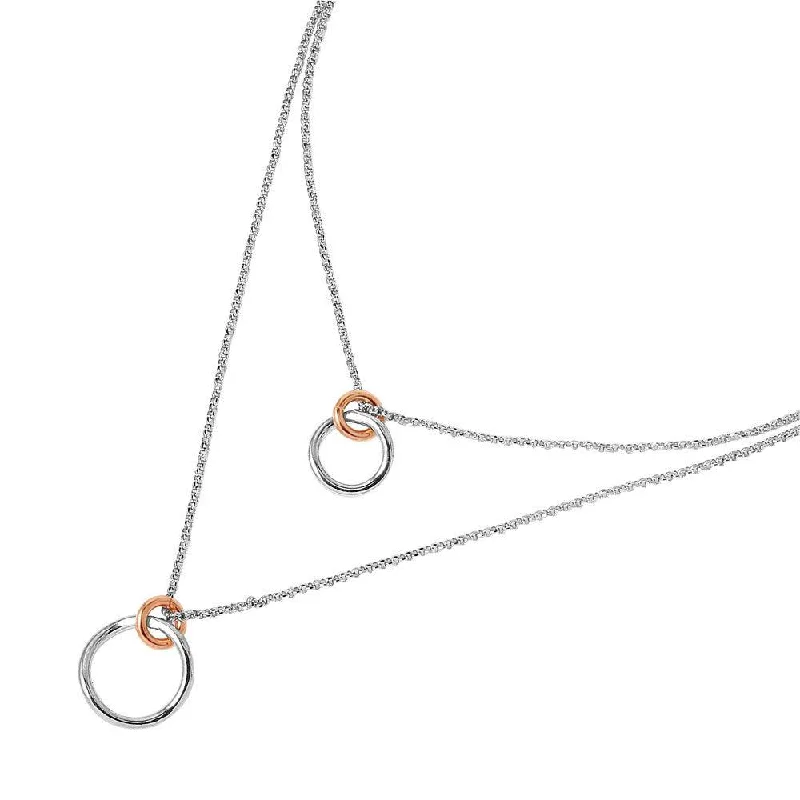 Necklaces and pendants with angel wing motifs for a spiritual, meaningful design-Silver 925 Rhodium Chain Necklace with Rose Gold Plated Links - ITN00116RH-RGP