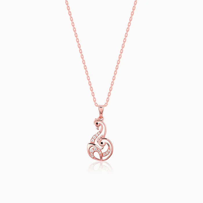 Stunning necklaces and pendants with ruby and diamond combinations for a luxurious effect-Rose Gold Mridul Mor Pendant With Link Chain