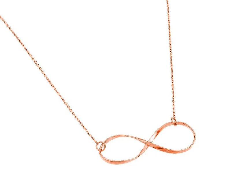 Necklaces and pendants with zodiac constellation designs for an astrological touch-Silver 925 Rose Gold Plated Clear CZ Infinity Pendant Necklace - STP01380RGP