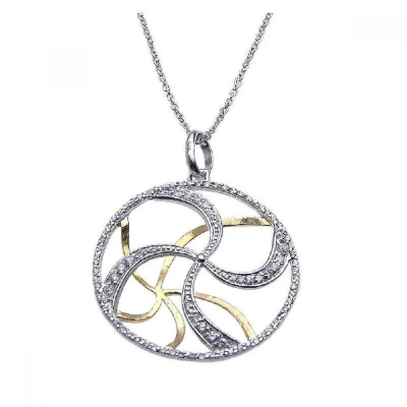 Best necklaces and pendants with adjustable chains for a customizable fit-Clearance-Silver 925 Rhodium Plated Clear CZ Swirl Pendant Necklace - STP00859