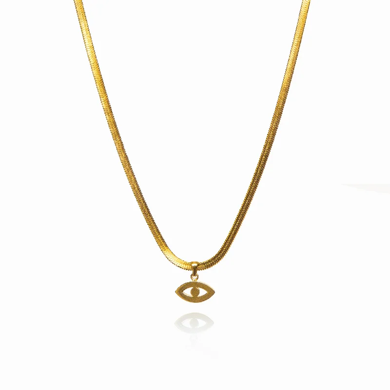 Best necklaces and pendants with seashell designs for a tropical, beachy vibe-Eye Of Horus Pendant Snake Chain Necklace - Gold