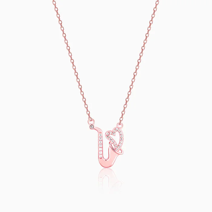 Necklaces and pendants with matching rings for a coordinated set of jewelry-Rose Gold Musical Love Necklace