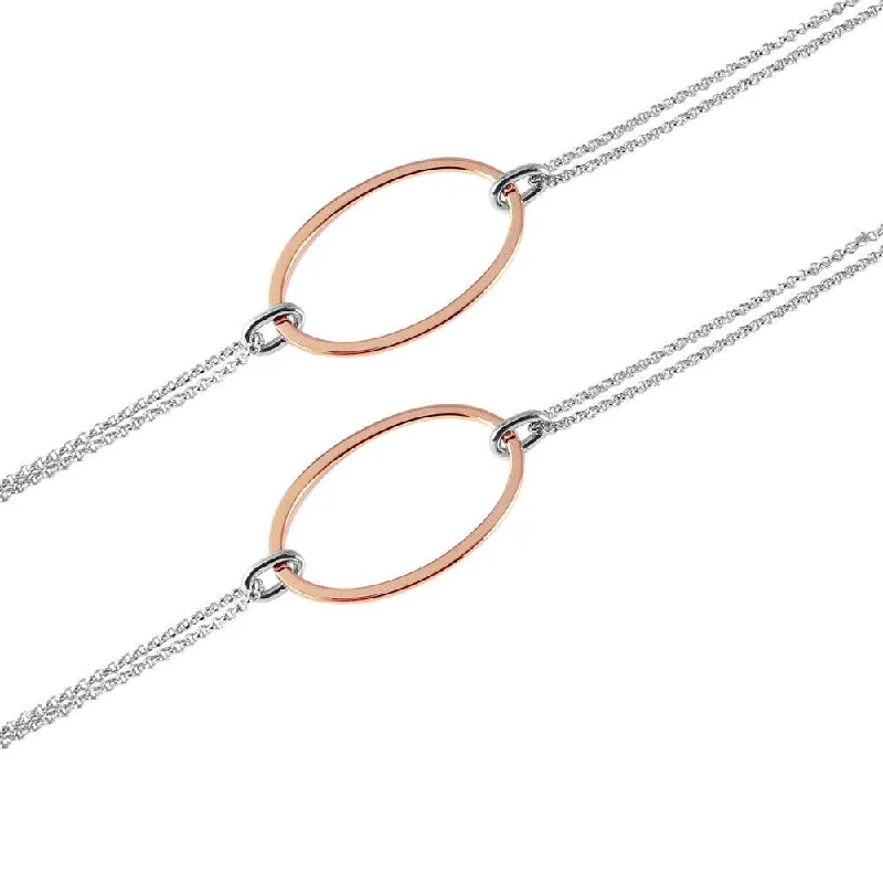 Necklaces and pendants with leaf-shaped designs for an earthy, organic feel-Silver 925 Chain Necklace with Oval Gold Plated Loops - ITN00098RH-GP