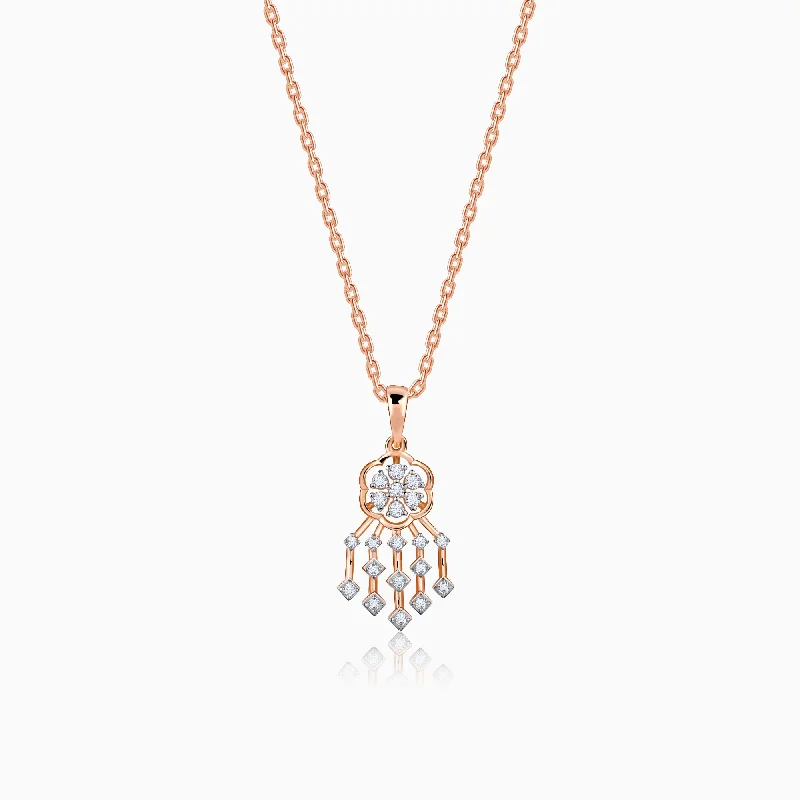 Personalized necklaces and pendants with coordinates for a meaningful location-based gift-Rose Gold Radiant Bloom Diamond Pendant