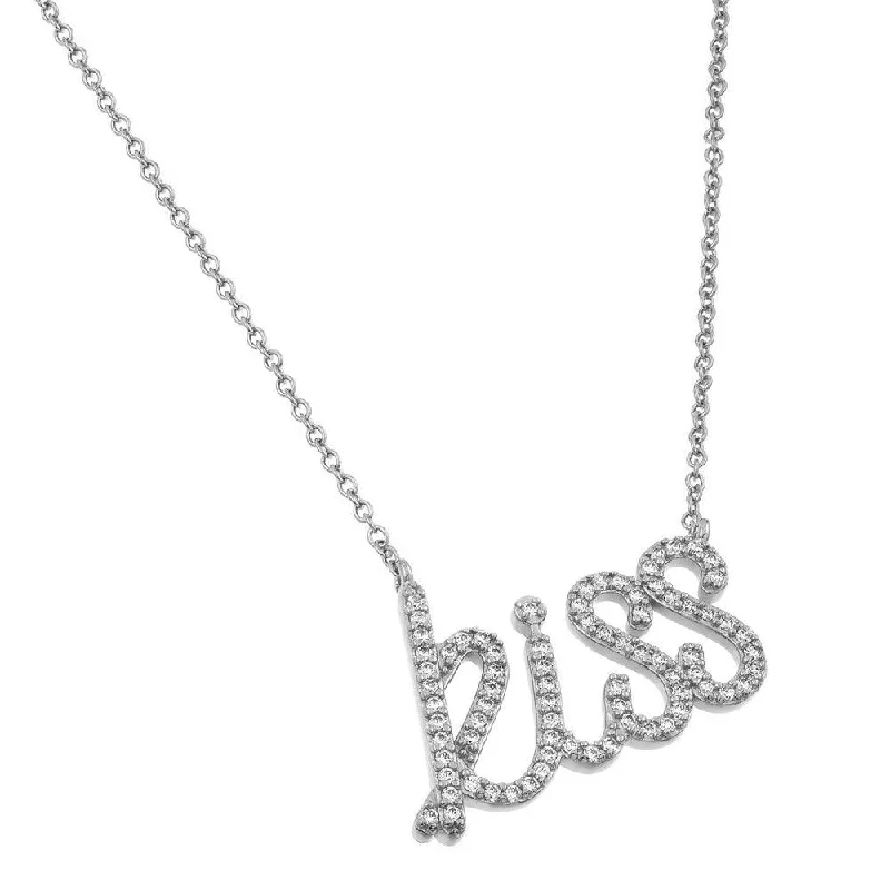 Best necklaces and pendants with zodiac signs for a celestial, astrology-inspired vibe-Silver 925 Rhodium Plated KISS Pendant Necklace - BGP00829