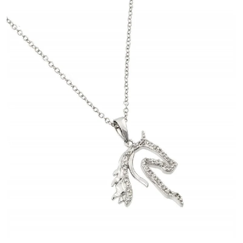 Best necklaces and pendants with matching earrings for a coordinated, elegant look-Silver 925 Rhodium Plated Clear CZ Horse Pendant Necklace - BGP00963