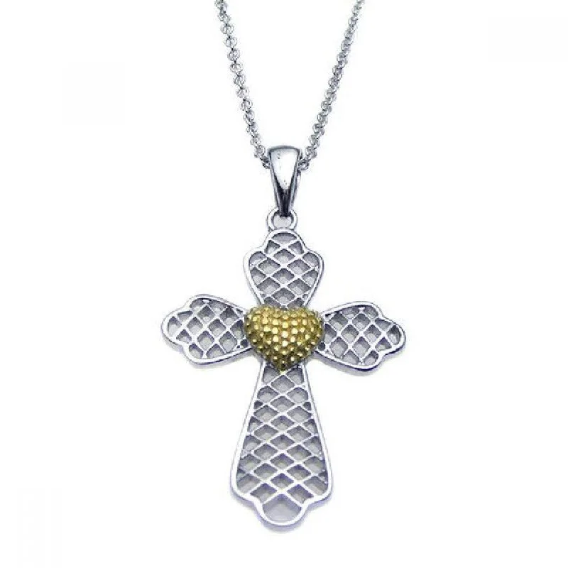 Best necklaces and pendants with cubic zirconia for a budget-friendly dazzling effect-Silver 925 Rhodium Plated Clear CZ Cross Pendant Necklace - STP00892