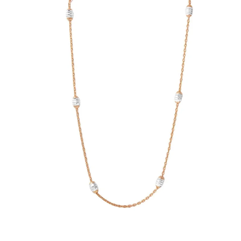 Stunning necklaces and pendants with aquamarine stones for a serene effect-Silver 925 36" Diamond Cut Oval Rose Gold Plated Italian Necklace - CHN00001RGP