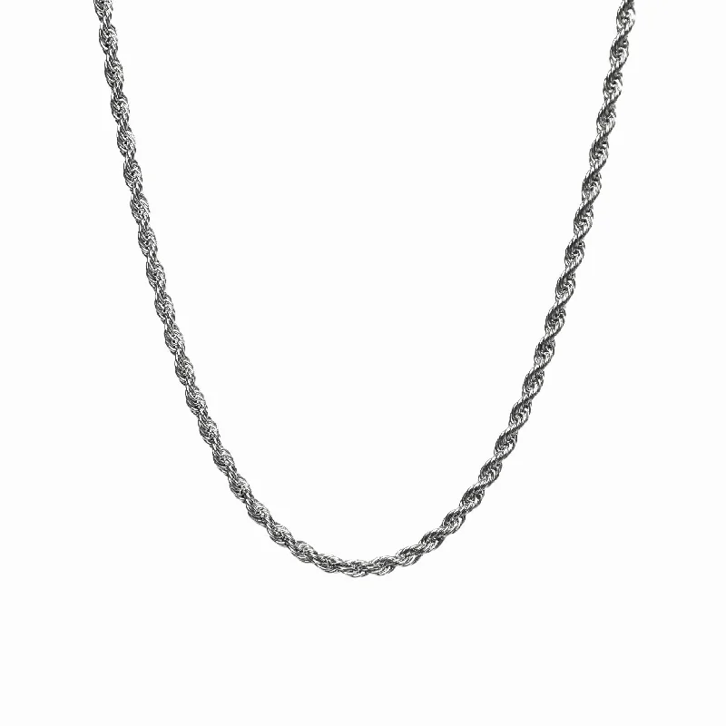 Necklaces and pendants with diamond pendants for a luxurious sparkling effect-Rope Chain Necklace - Silver