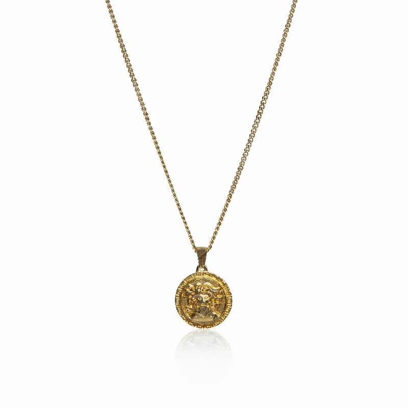 Best necklaces and pendants with floral designs for a feminine and elegant feel-Medusa Face Pendant - Gold