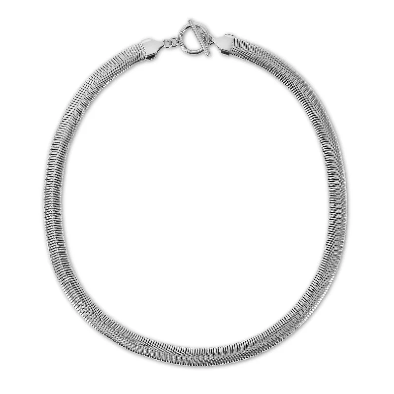 Simple necklaces and pendants with tiny charms for a delicate and casual vibe-Toggle Snake Chain Necklace - Silver