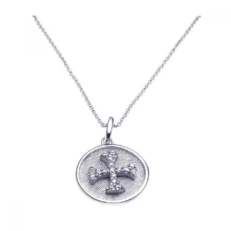 Necklaces and pendants with feather designs for a boho-chic, carefree vibe-Clearance-Silver 925 Rhodium Plated Clear CZ Cross Pendant Necklace - STP00895