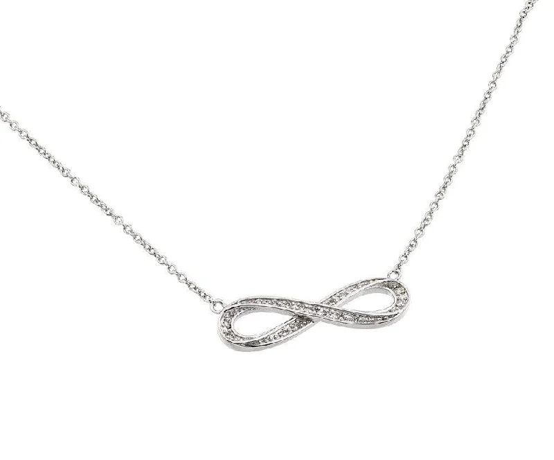 Best necklaces and pendants with rose gold for a warm and romantic appeal-Silver 925 Rhodium Plated Clear CZ Stone Infinity Pendant Necklace - BGP00867