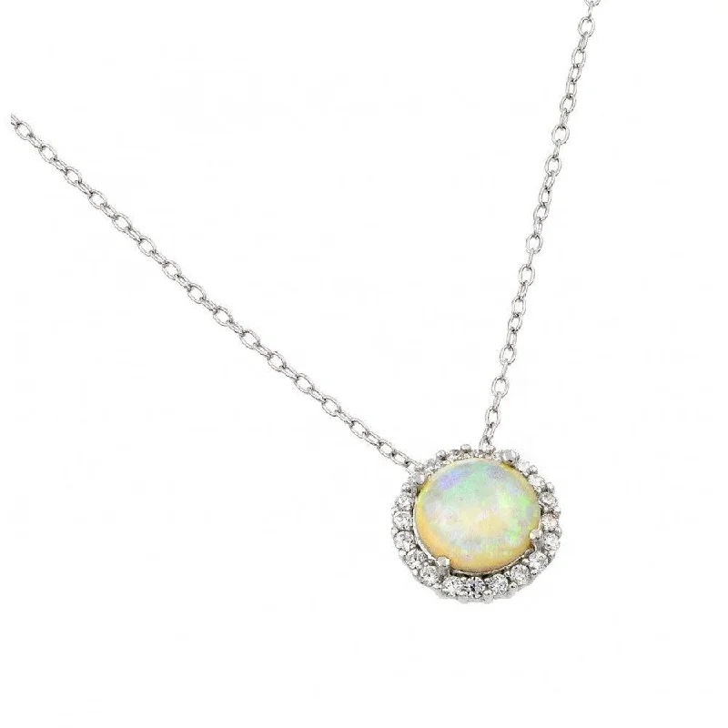 Layered necklaces and pendants for a trendy and fashionable stacked look-Silver 925 Rhodium Plated Clear CZ Opal Cluster Pendant Necklace - STP01408