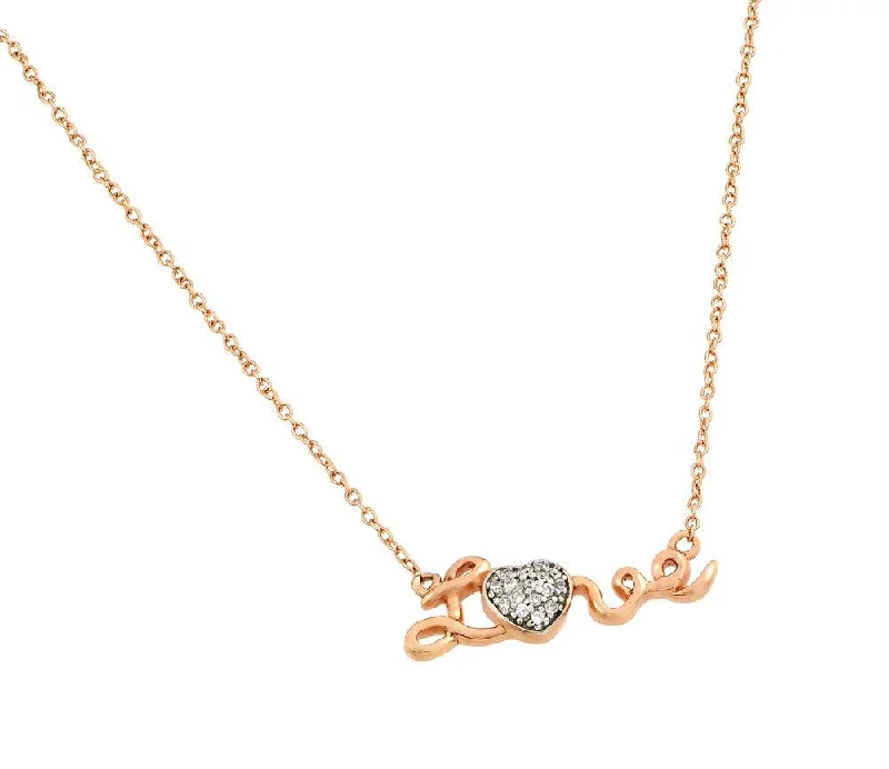 Unique necklaces and pendants with vintage-inspired designs for timeless appeal-Silver 925 Rose Gold Plated Clear CZ Pendant Necklace - STP01376RGP