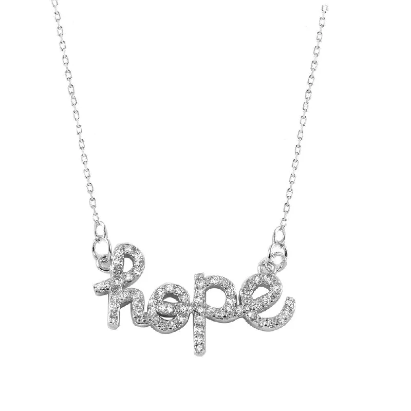 Necklaces and pendants with angel wing motifs for a spiritual, meaningful design-Silver 925 Rhodium Plated Hope Necklace - BGP01006