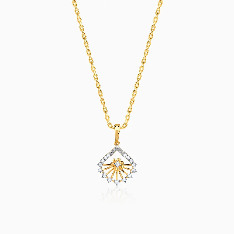 Simple necklaces and pendants with bar pendants for a sleek modern design-Gold Bright Desire Diamond Pendant