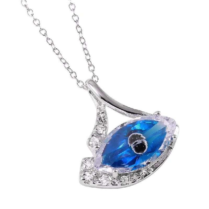 Necklaces and pendants with pearls for a classic and sophisticated touch-Silver 925 Rhodium Plated Marquise Evil Eye Pendant Necklace - BGP00660