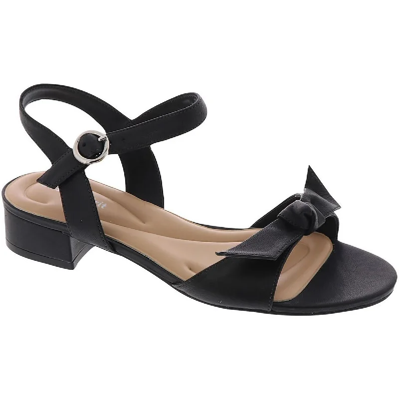 Comfortable sandals for women with extra padding and wide fit options-Easy Spirit Womens Ginova Leather Ankle Strap Heels